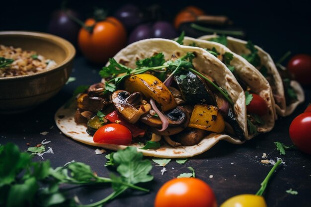 Tacos con mezcla de verduras carbonizadas