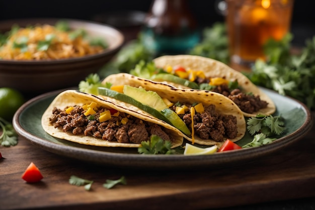 Tacos mit Fleisch und Gemüse im mexikanischen Stil
