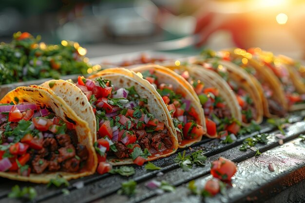 Tacos a la parrilla en la barbacoa