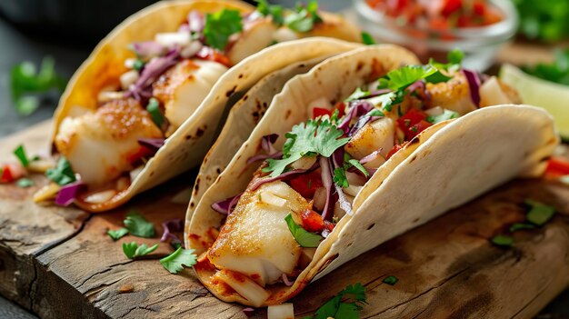 Foto tacos de pescado clásicos