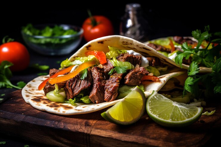 Foto tacos picantes de carne de res shawarma