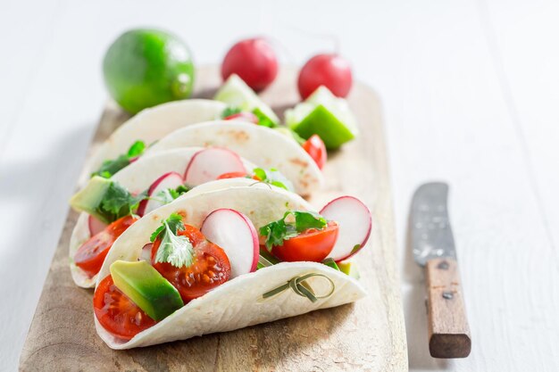 Tacos saborosos como lanche para uma festa