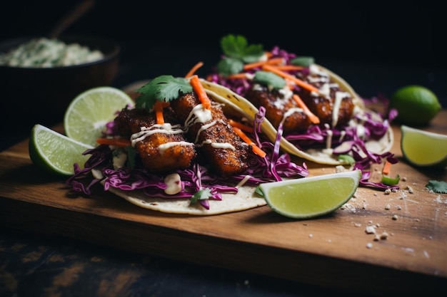 Tacos tailandeses de tempeh de maní con ensalada crujiente