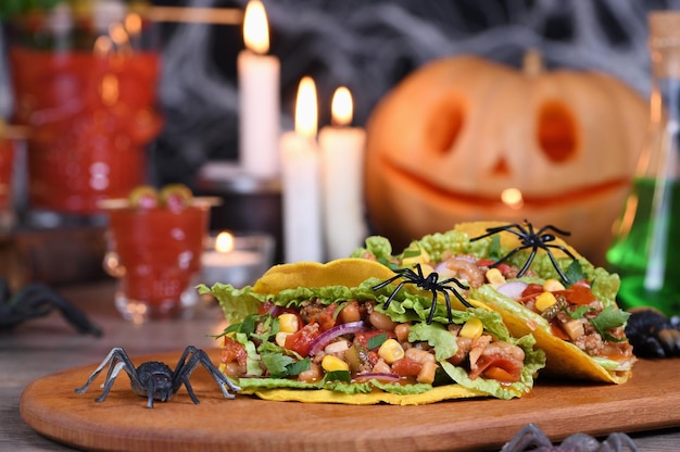 Estos tacos de tortilla de maíz de Halloween