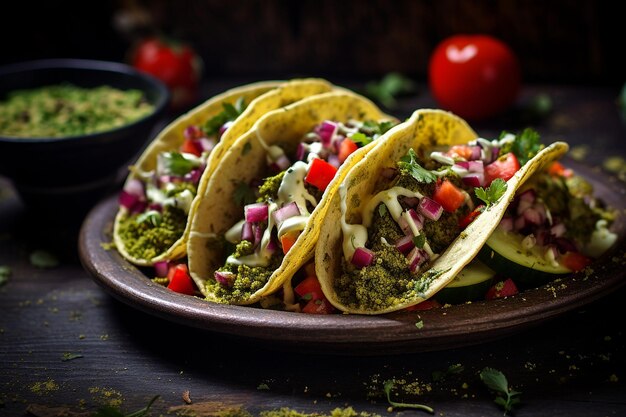 Tacos veganos de Guacamole con Elote com Guacamole e Milho