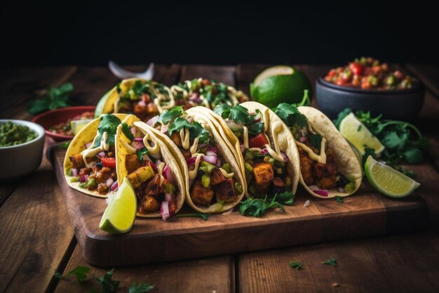 Tacos vegetarianos de frijol negro con aguacate