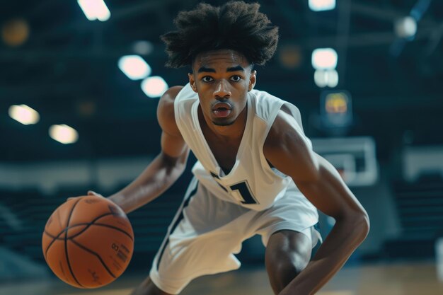 Foto el tacto hábil de un jugador de baloncesto