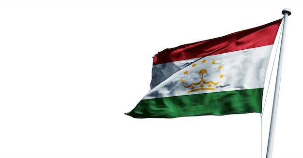 tadjiquistão acenando bandeira de renderização 3d, sobre um fundo branco. - imagem