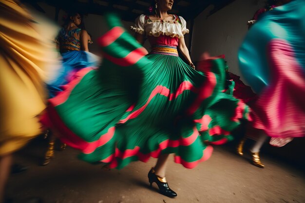 Tänzerin nimmt am Cinco De Mayo Festival in Bewegung teil. Neurales Netzwerk, erzeugt durch KI