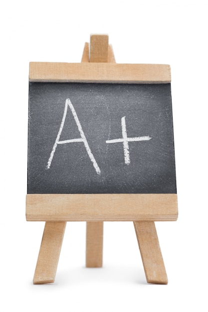 Tafel mit dem Buchstaben a und dem Symbol + darauf geschrieben