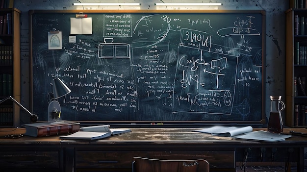 Tafel mit Mathematikformeln Bildungskonzept 3D-Rendering