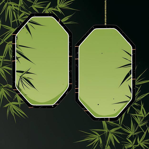 Foto tag bamboo leaf shaped tag card green graffiti style ri tag collection cartão de animal plano 2d