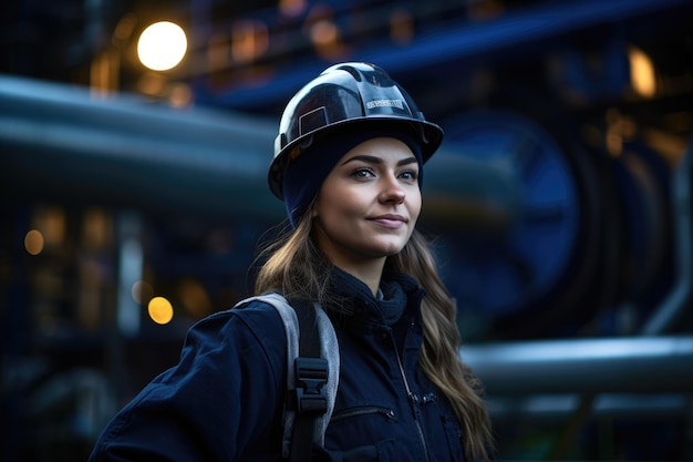 Tag der Arbeit Ingenieurin arbeitet in einer Fabrikheizung und Klimaanlage