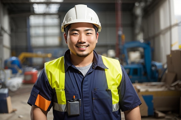 Tag der Arbeit Mann Arbeiter Bauarbeiter Schutzhelm Sicherheitsuniform