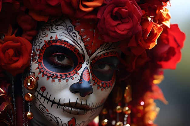 Tag der Toten Dia de Los Muertos Porträt einer jungen Frau