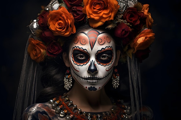 Tag der Toten Dia de Los Muertos Porträt einer jungen Frau