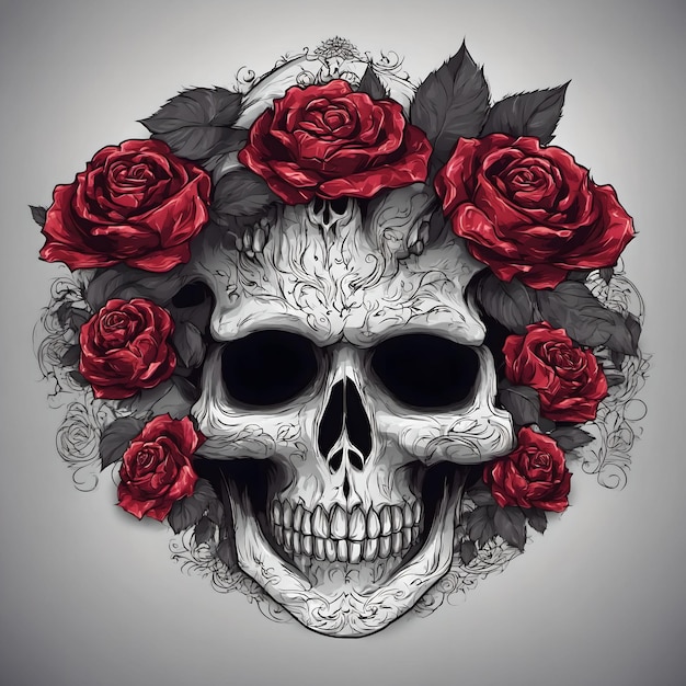 Foto tag der toten oder dia de muertos 3d-schädel mit blumen, generiert mit ki