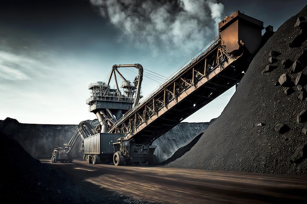 Tagebaubandförderer Kohlesteine transportieren in der Bergbaufabrik