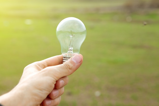 Tagsüber eine Lampe am Naturort halten