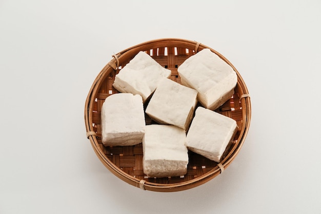 Tahu Putih oder Tofu einer der Rohkost aus fermentiertem Sojabohnenextrakt Ausgewählter Fokus