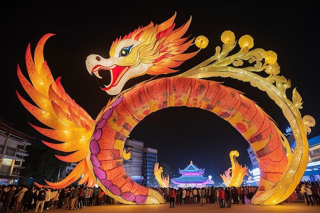 Foto taichung taiwan 15 de março de 2015 lanterna phoenix fenghuang no festival das lanternas