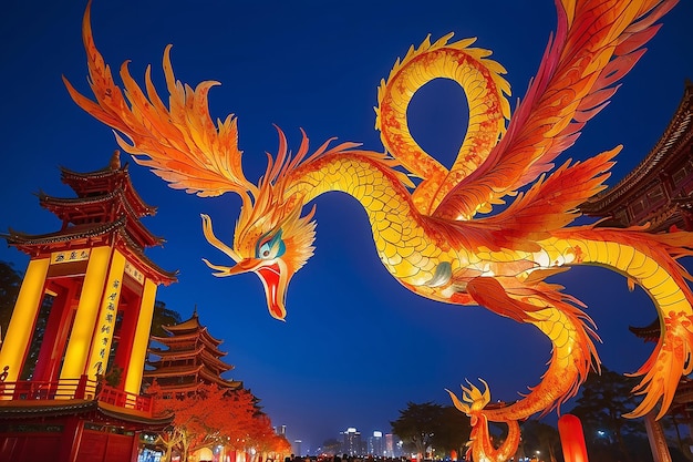 Foto taichung taiwan 15 de março de 2015 lanterna phoenix fenghuang no festival das lanternas