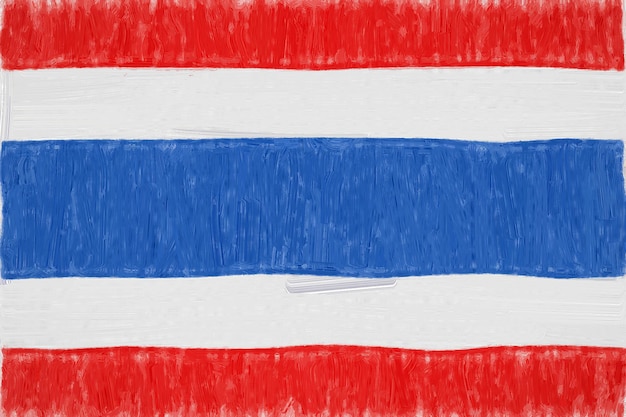 Tailandia bandera pintada. Dibujo patriótico sobre papel. Bandera nacional de tailandia