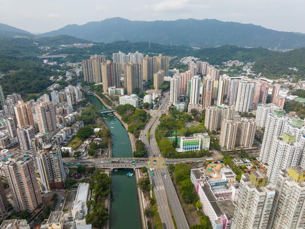 Taipo Hong Kong 06 de fevereiro de 2022 Vista superior do distrito residencial de Hong Kong