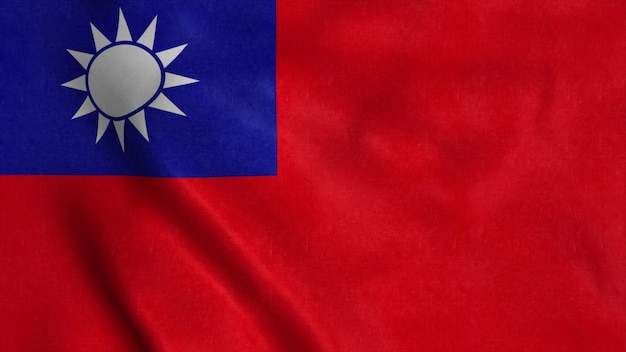 Foto taiwan-flagge, die im wind weht, realistischer flaggen-hintergrund 3d-illustration