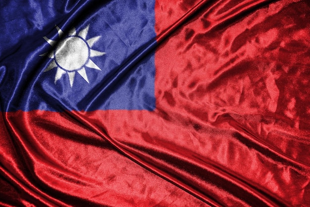 Taiwan-Stoffflagge Satin-Flaggen-wehende Stoff-Textur der Flagge