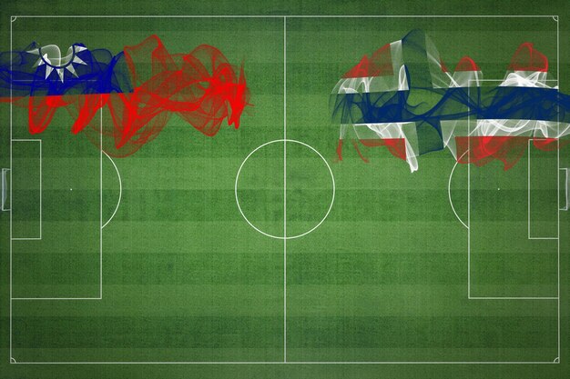 Taiwán vs Noruega Partido de fútbol colores nacionales banderas nacionales campo de fútbol juego de fútbol Concepto de competencia Espacio de copia