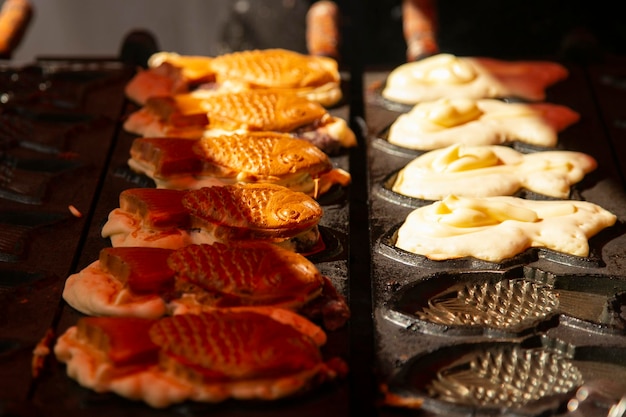 Taiyaki ist ein japanischer Fischkuchen, der üblicherweise als Straßenessen verkauft wird