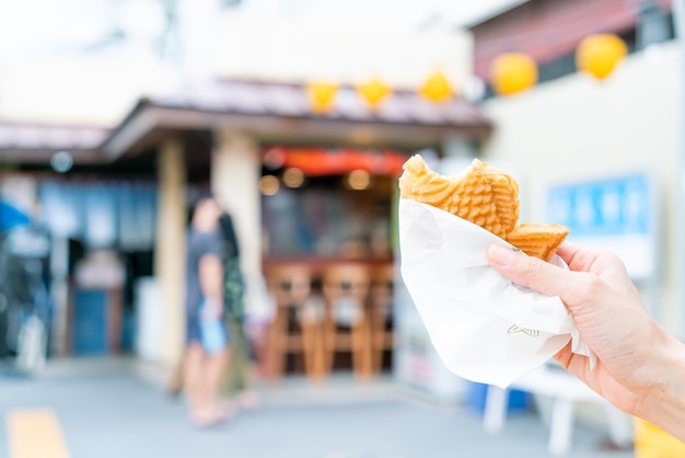 Taiyaki panqueque pescado afeitado al estilo japonés