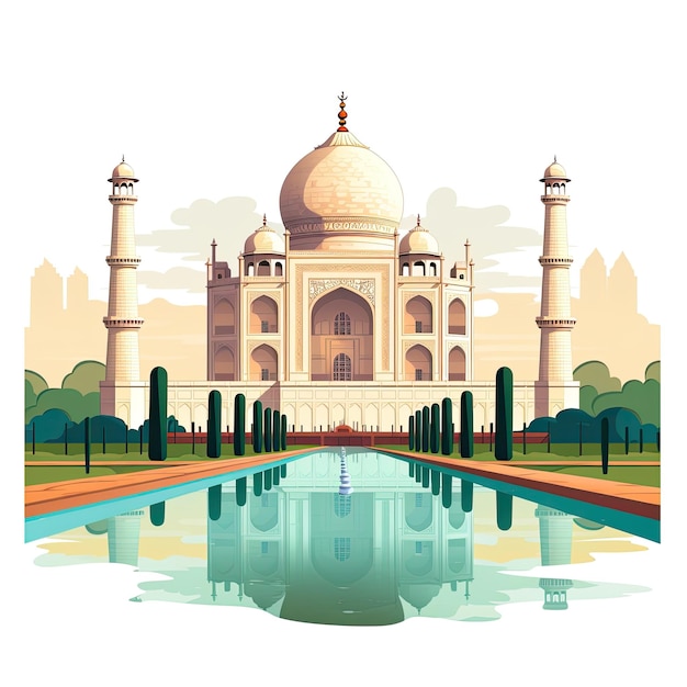 El Taj Mahal en Agra, India Ilustración vectorial