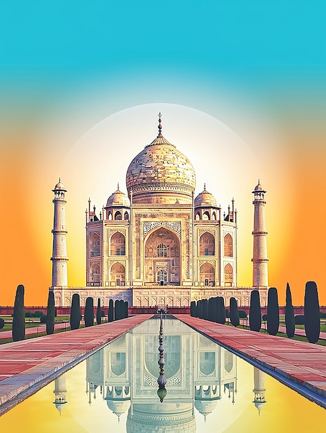 Taj Mahal en Agra Uttar Pradesh India ilustración vectorial