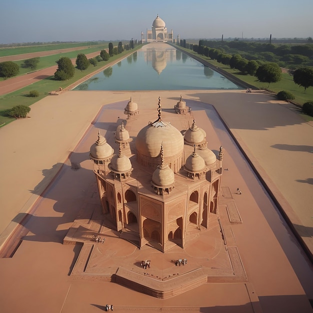 Taj Mahal Agra Uttar Pradesh Indien, Sicht auf einen sonnigen Tag, erzeugt durch KI