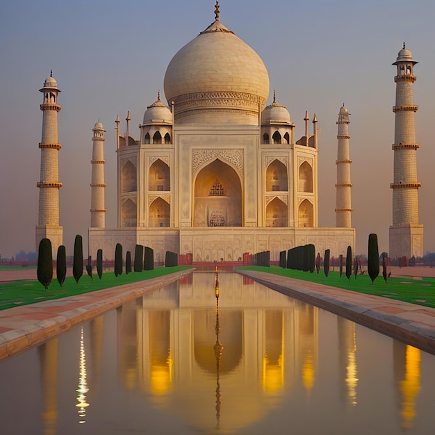 Taj Mahal Agra Uttar Pradesh Indien, Sicht auf einen sonnigen Tag, erzeugt durch KI