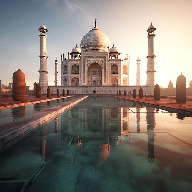 taj mahal branco com céu azul