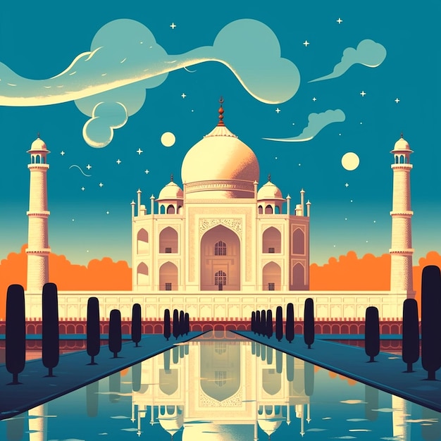 taj mahal branco com céu azul