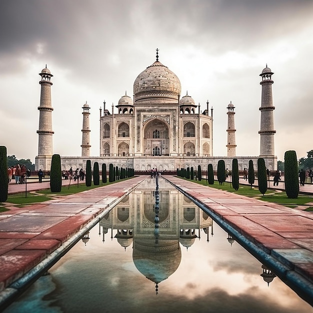 Foto el taj mahal en una buena vista el día de la independencia de la india