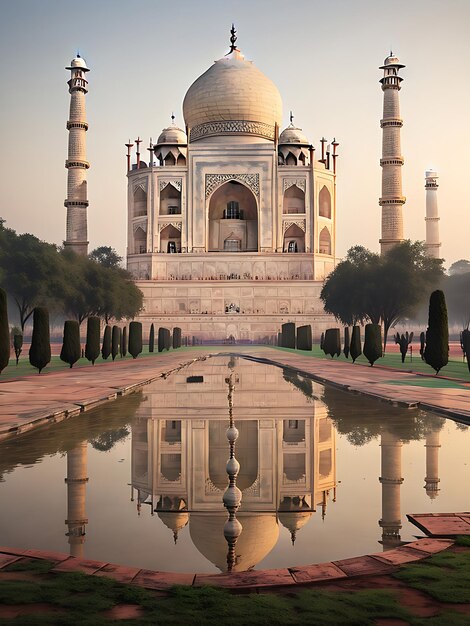 Taj Mahal em baixo ângulo de frente