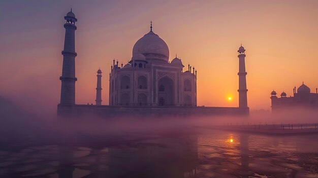 El Taj Mahal es un mausoleo de mármol blanco ubicado en Agra, India