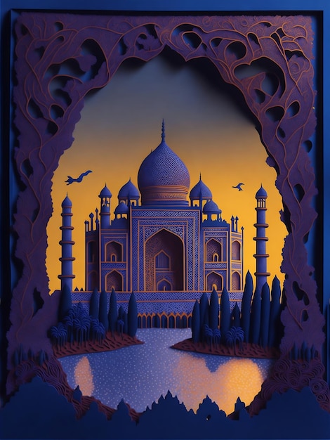 Taj Mahal Fondo de arte vectorial