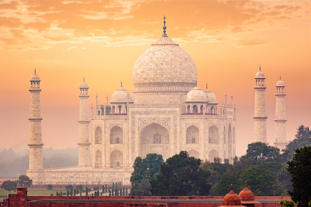 Foto taj mahal no pôr do sol, agra, índia