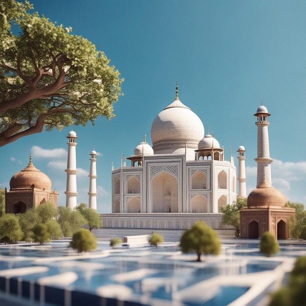 Taj Mahal wird in einem kleinen Rechteck ai platziert