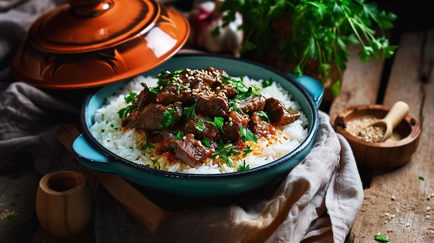 Tajin-Rindfleischgericht mit einem Hauch von Gewürzwärme und herzhaften Aromen