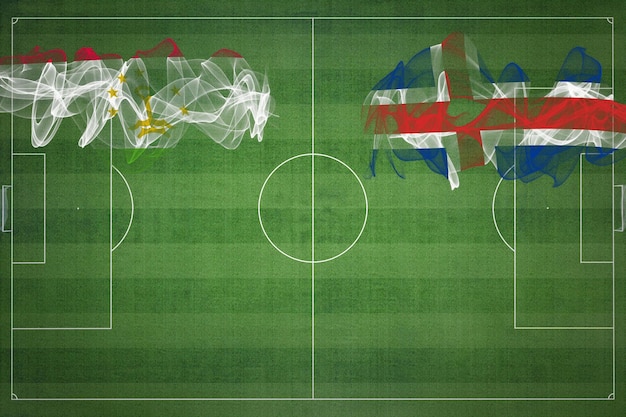 Tajiquistão vs Islândia Jogo de futebol cores nacionais bandeiras nacionais campo de futebol jogo de futebol Conceito de competição Espaço para cópia