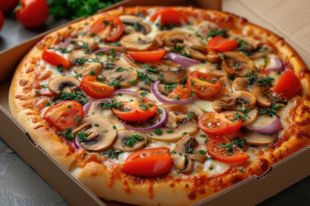 Takeaway- oder Lieferpizza-Kiste professionelle Werbe-Food-Fotografie