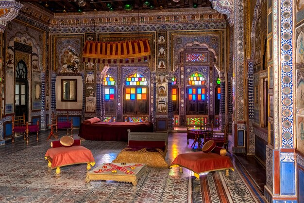 Foto takhat vilas maharaja takhat singh sala de câmara em mehrangarh forte jodhpur rajasthan índia