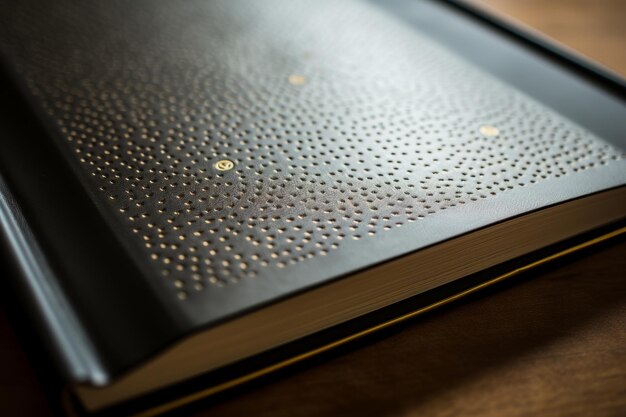 Taktile Literatur Ein fesselndes Bild einer Braille-Buchseite in 32 Fotografien